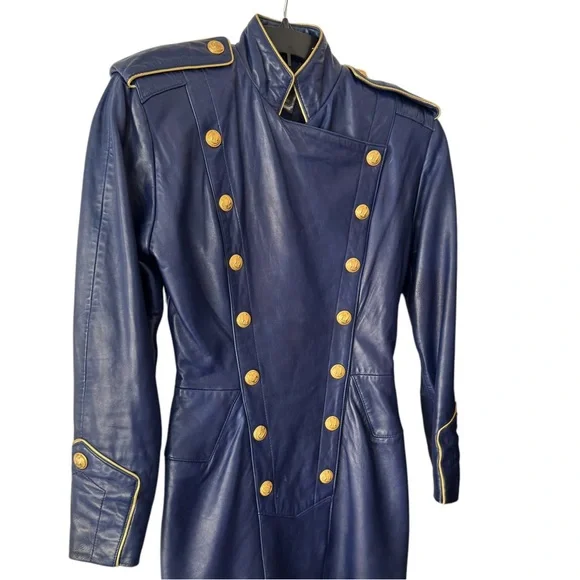 Michael Hoban by North Beach Leather Military Style Long Sleeve Midi Dress - Picture 7 of 11